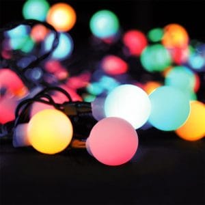 solight led 2v1 vonkajšia vianočná reťaz, gule, diaľkový ovládač, 100led, rgb + biela, 10m+ 5m, 8 funkcií, ip44