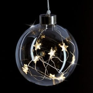 solight led vianočná gula sklenená, 10led, 2x aa, ip20