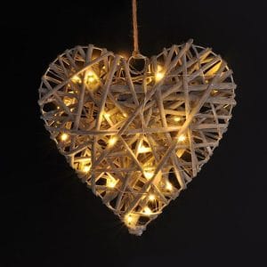solight led ratanové srdce, 30x led, 2x aa, 30cm