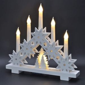 solight led vianočný svietnik s hviezdami, 30cm, 5x led, 2x aa