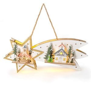 solight led vianočná kométa, 10x led, drevená, 30cm