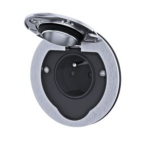 p4you shop, vstavaná podlahová zásuvka, ip55, okrúhle viečko, zabudovana zasuvka, vstavana zasuvka,