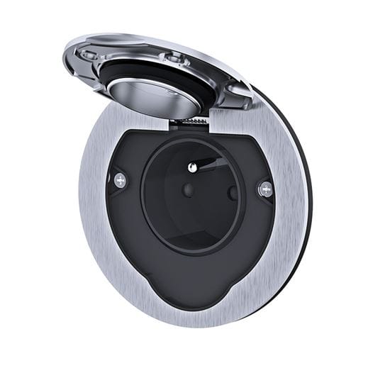 Vstavaná podlahová zásuvka ip55 1 p4you shop, vstavaná podlahová zásuvka, ip55, okrúhle viečko, zabudovana zasuvka, vstavana zasuvka,