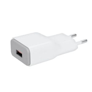 solight usb nabíjací adaptér, fast charge: 1x usb qualcomm, 5v2a/9v1.5a/12v1a, ac 230v, bielosivý