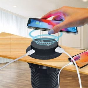 solight bezdrôtová 15w + usb a+c 20w pd výsuvná nabíjačka, čierna