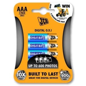 jcb oxi digital alkalická batéria lr03, blister 4 ks