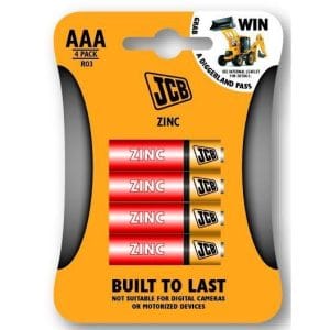 jcb zinko chloridová batéria r03, blister 4 ks