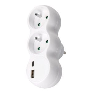 solight rozbočovač s usb a+c rychlonabíjačkou 20w pd, 2 x 10a, biely