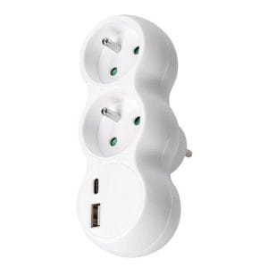 solight rozbočovač s usb a+c nabíjačkou, 2 x 10a, biely