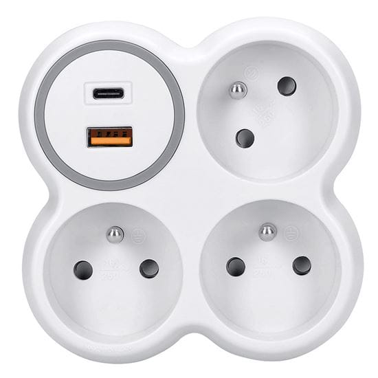Rozbočovač, 3x 16a, usb a+c rychlonabíjačka 20w pd, biely-sivý 1 solight rozbočovač, 3x 16a, usb a+c rychlonabíjačka 20w pd, biely sivý