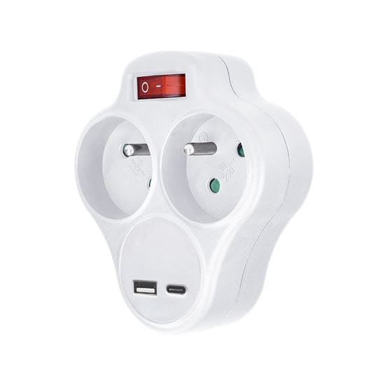 Rozbočovač s usb a+c nabíjačkou, 2 x 10a, biely, vypínač 1 solight rozbočovač s usb a+c nabíjačkou, 2 x 10a, biely, vypínač