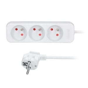 solight predlžovací prívod 3m, 3 zásuvky, 16a/3680w, pvc, biely