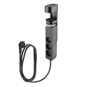 solight 3z + usb a+c prenosné stolné zásuvky, 2m, čierna, usb rýchlonabíjačka 20w pd