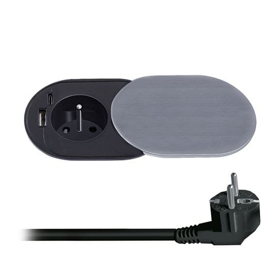 1z + usb a+c 20w pd vstavaná zásuvka s posuvným viečkom, 2m, strieborná 2 solight 1z + usb a+c 20w pd vstavaná zásuvka s posuvným viečkom, 2m, strieborná