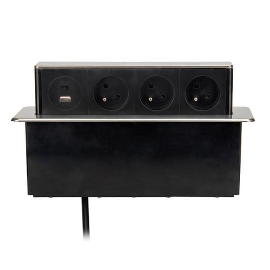 Výsuvný blok zásuviek 3z + usb a+c 20w pd, 2m, nerez oceľ 5 solight 3z + usb a+c 20w pd výsuvný blok zásuviek, 2m, nerez oceľ