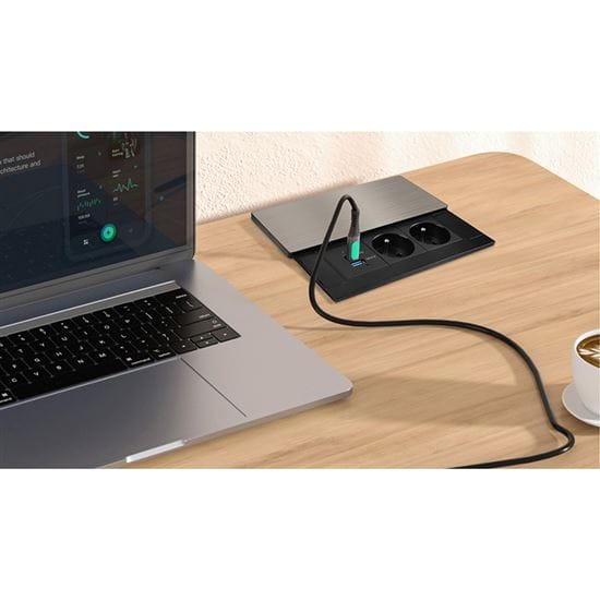 Vstavný blok zásuviek s posuvným krytom, usb a+c 65w 4 solight vestavný blok zásuviek s posuvným krytom, 2 zásuvky, usb a+c 65w pd, 2m, strieborný