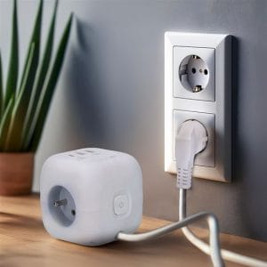 solight 3z + usb a+c predlžovací prívod kocka, 2m, 3 x 1mm2, biely, vypínač