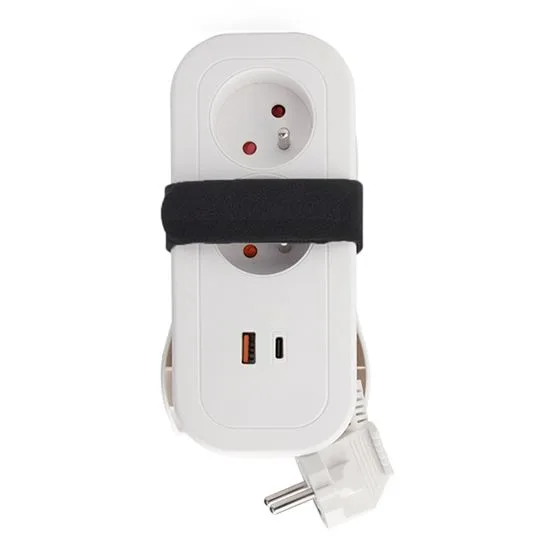 solight 2z + usb a+c 20w pd, cestovný predlžovací prívod 1.5m, biely