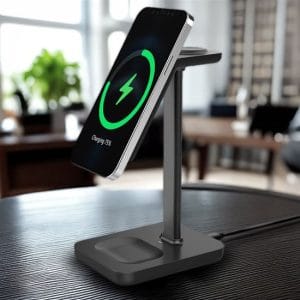 solight stolová nabíjačka 3v1, qi2, magsafe kompatibilná