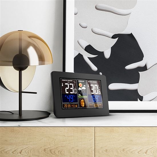 Meteorologická stanica smart wifi farebný lcd 2 solight meteostanica, aplikácia smart life, extra veľký farebný lcd, teplota, vlhkosť, tlak, usb nabíjanie, čierna
