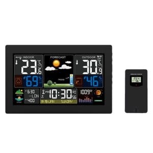 solight meteostanica, xl farebný lcd, teplota, vlhkosť, tlak, rcc, čierna