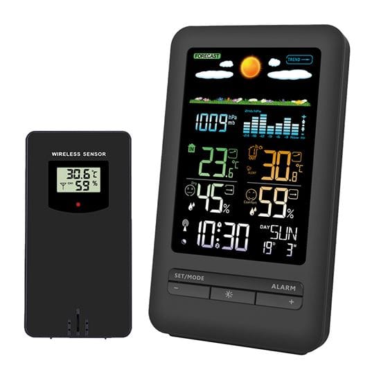 Meteostanica, farebný lcd, vnútorná/vonkajšia teplota a vlhkosť, tlak, rcc, čierna 1 solight meteostanica, farebný lcd, vnútorná/vonkajšia teplota a vlhkosť, tlak, rcc, čierna