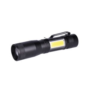 solight led kovové svietidlo, 150+60lm, 3w + cob, aa, čierna