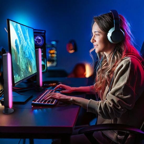 Herné led rgb svetlá k pc so zvukovým senzorom 2 solight led rgb osvetlenie gaming, diaľkový ovládač, zvukový senzor, usb