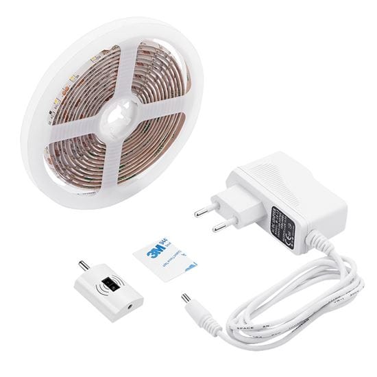 Led pásik s infra senzorom, 3m, 180 led, ip65 3 solight led stmievateľný pásik s bezdotykovým ovládaním, 3m, 180 led, 4000k, ip65, 230v