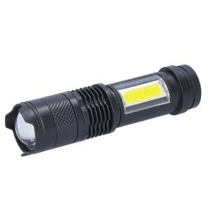 solight led nabíjacie vreckové svietidlo so zoomom, 100lm + 70lm, li ion, usb, čierna