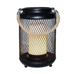 solight kovový lampáš s led sviečkou, teplá biela, 3xaa, čierna, 20cm