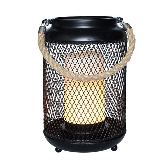 Čierny kovový lampáš s led sviečkou 20cm – efekt plameňa 1 solight kovový lampáš s led sviečkou, teplá biela, 3xaa, čierna, 20cm