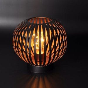 solight kovový okrúhly lampáš so žiarovkou s micro led, teplá biela, medená, 3xaa, 19cm