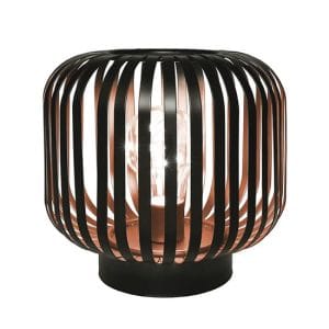 solight kovový oválny lampáš so žiarovkou s micro led, teplá biela, medená, 3xaa, 18cm