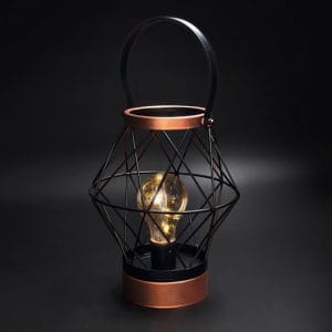 solight kovový lampáš so žiarovkou s micro led, teplá biela, 3xaa, 20cm