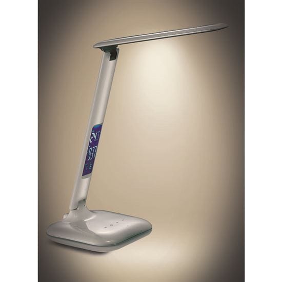Led stmievateľná stolná lampa s displejom, 7w, biely lesk 2 solight led stmievateľná stolná lampička s displejom, 7w, voľba teploty svetla, biely lesk