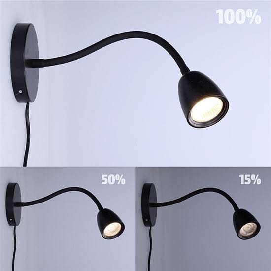 Led nástenná lampa, stmievateľná, 4w, 280lm, 3000k, čierna 3 solight led nástenná lampička, stmievateľná, 4w, 280lm, 3000k, čierna