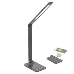 solight led stmievateľná lampička s bezdrôtovým nabíjaním, 10w, zmena chromatickosti, sivá