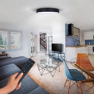 solight led osvetlenie s diaľkovým ovládačom lecce, 36w, 2300lm, 30cm, zmena chromatickosti, stmievateľné, čierna