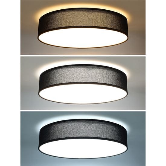 Čierne textilné led svietidlo penley 48w 40cm s ovládačom 4 solight led osvetlenie s diaľkovým ovládaním penley, 48w, 3360lm, 40cm, zmena chromatickosti, stmievateľná