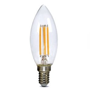 led žiarovka retro, sviečka 4w, e14, 3000k, 360°, 440lm