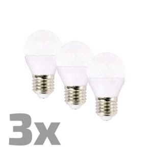 ecolux led žiarovka ecolux 3 pack, miniglobe, 6w, e27, 3000k, 450lm, 3ks