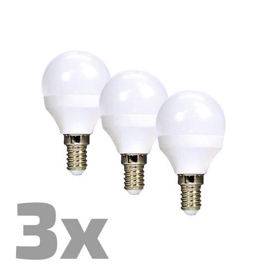 Ecolux led žiarovka 3-pack miniglobe, 6w, e14, 3000k, 450lm 1 ecolux led žiarovka ecolux 3 pack, miniglobe, 6w, e14, 3000k, 450lm, biele prevedenie, 3ks